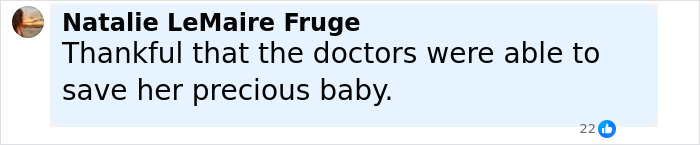Comment expressing thankfulness that doctors were able to save the baby of a 7-month pregnant teen in a road rage shooting. Comment expressing thankfulness that doctors were able to save the baby of a 7-month pregnant teen in a road rage shooting.