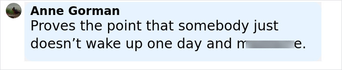 Screenshot of Anne Gorman&rsquo;s comment discussing warning signs about Bryan Kohberger&rsquo;s behavior before tragedy occurred.
