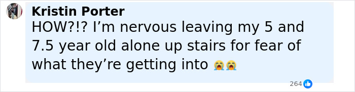 Screenshot of a social media comment expressing nervousness about leaving children alone, related to Florida mother abandoning child.