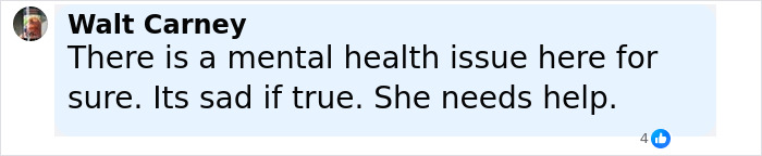 Comment by Walt Carney expressing concern about mental health and the need for help in a serious situation.