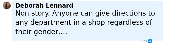 Deborah Lennard commenting on gender and customer service in a discussion about alleged trans employee interaction controversy.