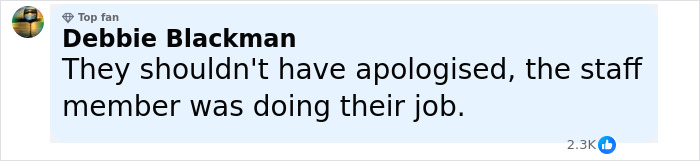 Social media comment discussing J.K. Rowling speaking out after alleged trans employee incident with 14-year-old.