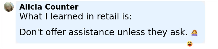 Screenshot of a social media comment about retail advice related to an incident involving a trans employee helping a customer.