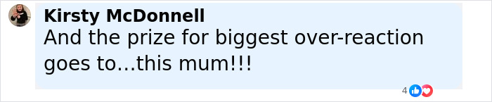 Comment by Kirsty McDonnell calling a mother the biggest over-reaction in a discussion about alleged trans employee helping a 14YO.