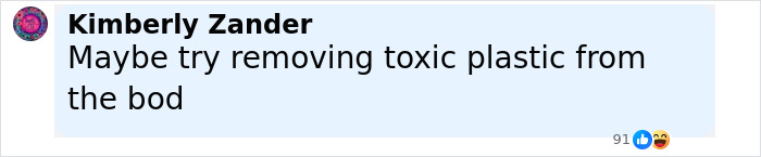 Social media post by Kimberly Zander with comment about removing toxic plastic related to Kim Kardashian procedure in Mexico. Social media post by Kimberly Zander with comment about removing toxic plastic related to Kim Kardashian procedure in Mexico.