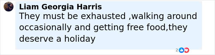 Comment by Liam Georgia Harris on social media about exhaustion and deserving a holiday related to Prince George's superyacht crew. Comment by Liam Georgia Harris on social media about exhaustion and deserving a holiday related to Prince George's superyacht crew.