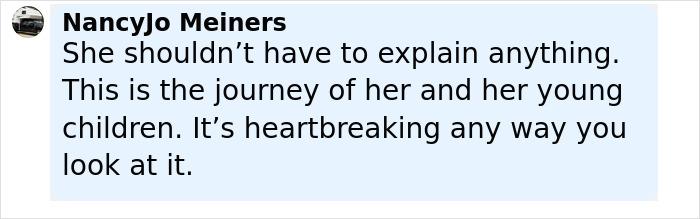 Comment from NancyJo Meiners expressing support during Bruce Willis's wife update on living separately amid dementia battle.