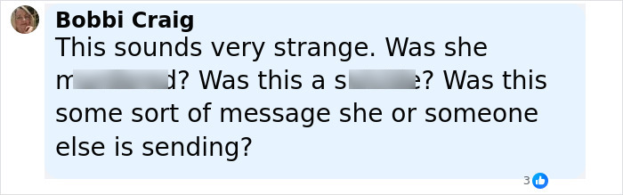 Comment by Bobbi Craig questioning the strange case of a 20-year-old woman found with 26 iPhones glued to her body. - 15