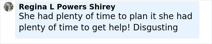 Comment saying she had plenty of time to get help, expressing disgust about depressed mom ending life of her perfect family.