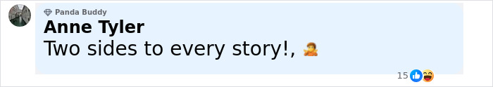 Comment on social media by user Panda Buddy about Anne Tyler saying Two sides to every story, highlighting new details after video of 13-year-old arrested sparked outrage.