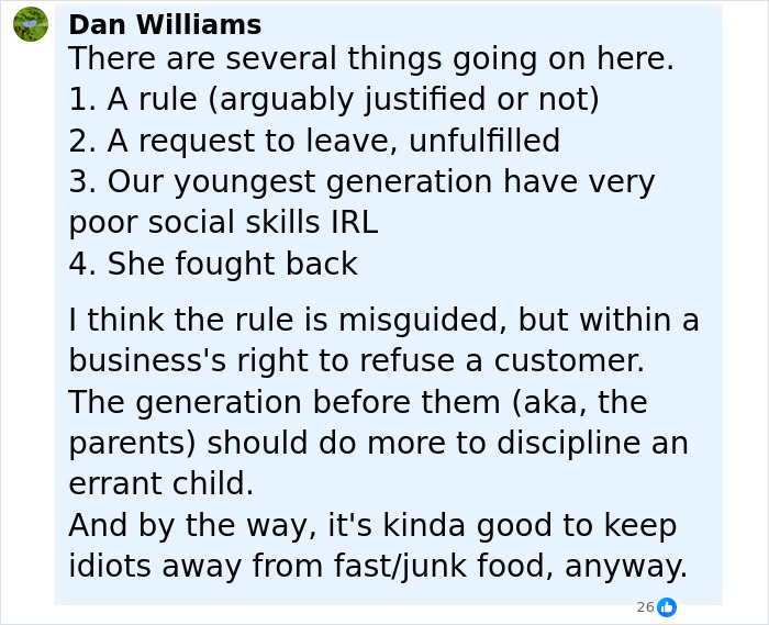 Screenshot of a social media comment discussing new details after video of 13-year-old arrested at McDonald's sparked outrage.