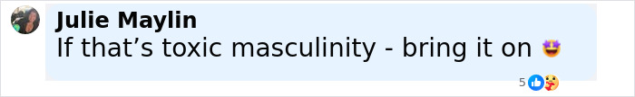Screenshot of a social media comment discussing toxic masculinity in relation to Dan Reynolds going shirtless every show.