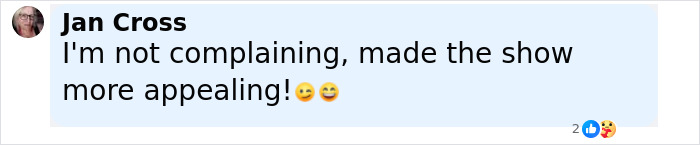 Comment by Jan Cross about a show being more appealing, featuring emojis expressing happiness and gratitude for the discussion on toxic masculinity.