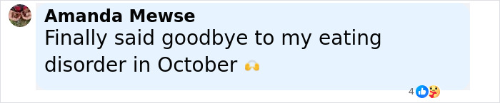 Comment from Amanda Mewse about finally overcoming her eating disorder after years of pain dismissed by doctors. Comment from Amanda Mewse about finally overcoming her eating disorder after years of pain dismissed by doctors.
