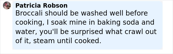 Comment warning about washing broccoli thoroughly to avoid risks related to toxic broccoli sandwich cases under investigation.