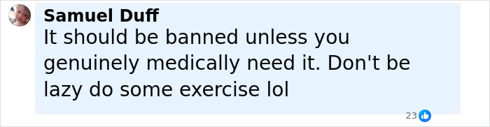 Comment criticizing Ozempic use, discussing medical necessity and exercise, related to Ozempic vulva side effects concerns.