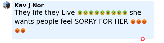 Comment by Kav J Nor expressing strong negative emotions and disbelief about someone wanting sympathy.