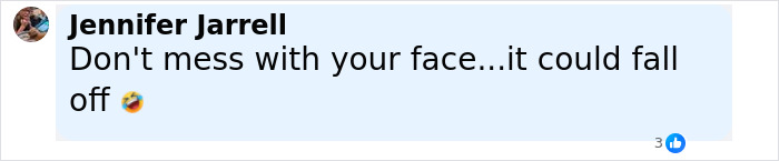 Comment about a face falling off with laughing emoji, reacting to Brandi Glanville chemically burns her face incident.