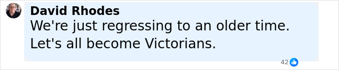 Comment by David Rhodes expressing concern about regressing to older times, mentioning becoming Victorians. - 22