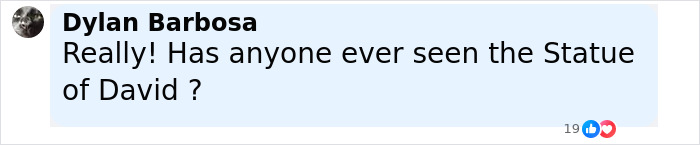 Comment by Dylan Barbosa questioning if anyone has seen the famous mermaid statue criticized as a man’s hot dream of the female body. - 32