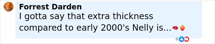 Comment praising Nelly Furtado&rsquo;s natural curves and extra thickness compared to her early 2000s look.