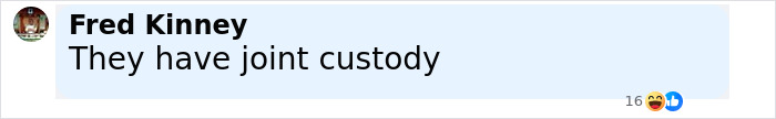 Facebook comment by Fred Kinney stating they have joint custody, related to conjoined twins Abby and Brittany Hensel with a newborn baby. Facebook comment by Fred Kinney stating they have joint custody, related to conjoined twins Abby and Brittany Hensel with a newborn baby.