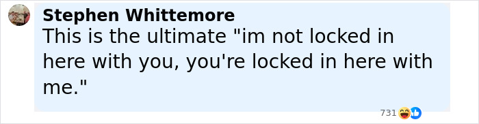 Stephen Whittemore&rsquo;s comment about being locked in, shown with his profile picture and reaction emojis on social media.