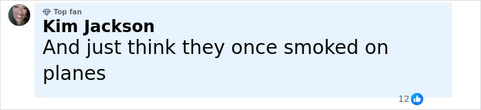 User comment about vaping on planes shared on social media, referencing past smoking on flights.
