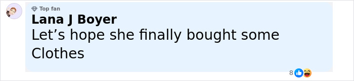 Comment by Lana J Boyer expressing hope that Jennifer Lopez finally bought some clothes after being refused entry into Chanel store.