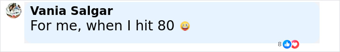 Comment saying For me, when I hit 80 with an emoji, discussing the critical point when your body starts to age rapidly. Comment saying For me, when I hit 80 with an emoji, discussing the critical point when your body starts to age rapidly.
