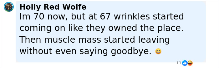 Social media comment highlighting the critical point when the body starts to age rapidly with wrinkles and muscle loss. Social media comment highlighting the critical point when the body starts to age rapidly with wrinkles and muscle loss.