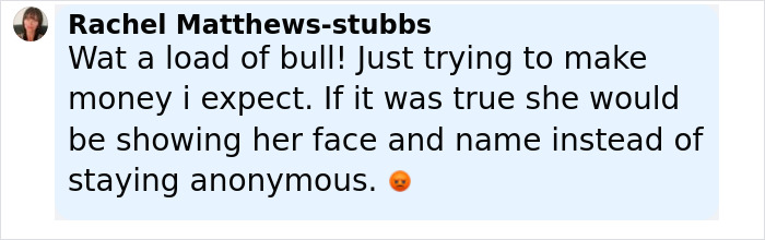 Comment from Rachel Matthews-stubbs expressing skepticism about Freddie Mercury love child claims amid book backlash.