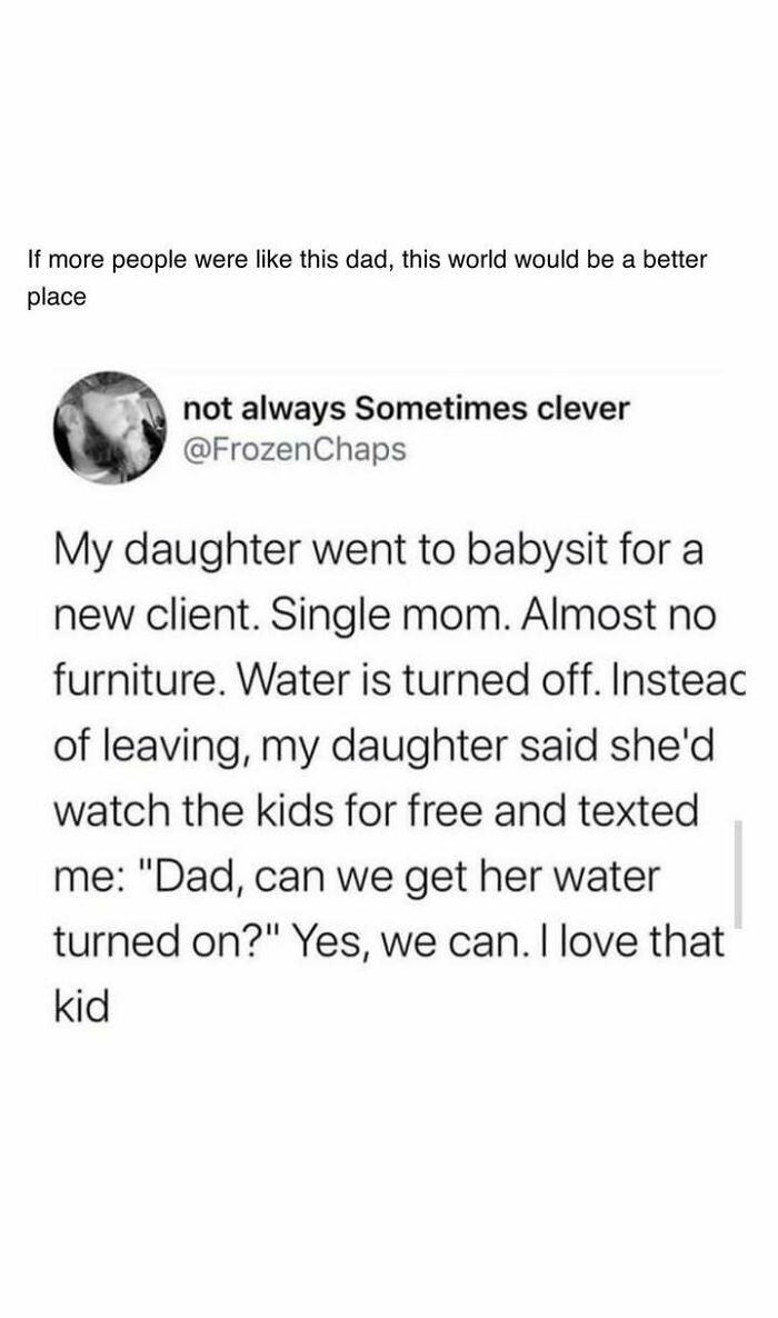 Heartwarming story of a daughter helping a single mom by offering free babysitting and restoring her water, spreading kindness.