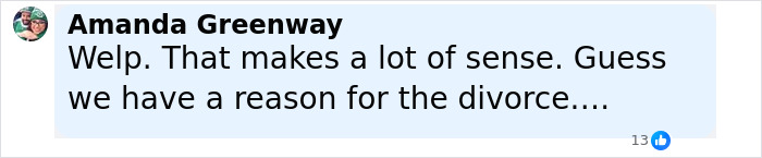 Comment by Amanda Greenway discussing reasons for divorce, related to Kelly Clarkson&rsquo;s ex-assistant and Brandon Blackstock.