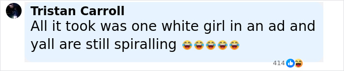 Comment by Tristan Carroll highlighting a reaction to a jeans ad referencing Gap responding to American Eagle.