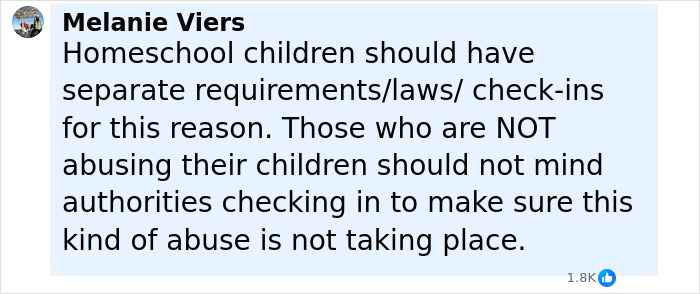 Comment on homeschool laws emphasizing the need to prevent abuse after stepdad and mom face felony charges.
