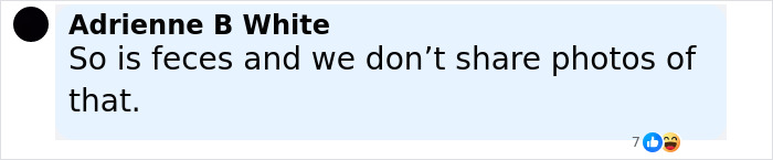 Comment by Adrienne B White reacting to Calvin Harris sharing photos of placenta and encapsulation process. - 29