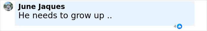 Comment by June Jaques saying he needs to grow up, reacting to David and Victoria Beckham's son Brooklyn's vow renewal speech.