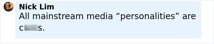 Screenshot of a social media comment by Nick Lim criticizing mainstream media personalities amid Ellen DeGeneres bullying controversy. Screenshot of a social media comment by Nick Lim criticizing mainstream media personalities amid Ellen DeGeneres bullying controversy.