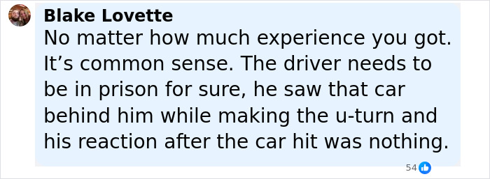 Comment on a truck driver making an illegal U-turn causing a fatal accident and lack of reaction after the crash