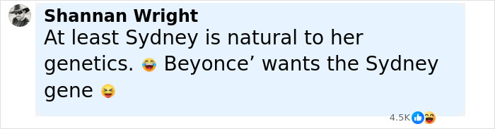 Screenshot of a social media comment referencing Beyoncé and Sydney Sweeney in a discussion about genetics and denim ads. - 5