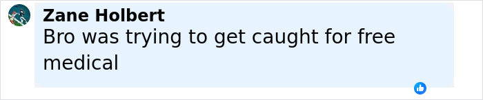 Comment on social media saying bro was trying to get caught for free medical related to Batman villain homicide case.