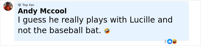 Comment about Jeffrey Dean Morgan&rsquo;s viral theory, humorously referencing his character Lucille and masturbation claims.