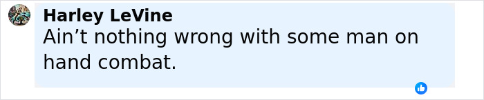 Comment by Harley LeVine discussing man on hand combat in a social media post related to Jeffrey Dean Morgan.
