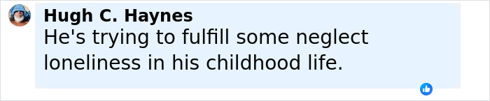 Facebook comment by Hugh C. Haynes about loneliness and childhood neglect in response to Jeffrey Dean Morgan viral theory.