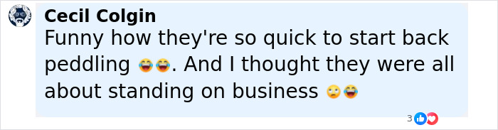 Screenshot of an online comment by Cecil Colgin reacting humorously, related to writer who trashed Sydney Sweeney incident.