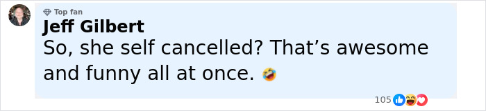 Comment from Jeff Gilbert reacting humorously to a writer who trashed Sydney Sweeney facing karma for anti-white posts.