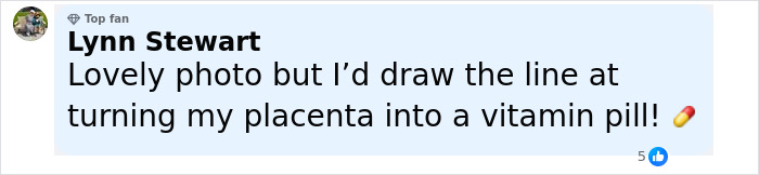 Facebook comment from Lynn Stewart expressing discomfort with turning placenta into a vitamin pill amid encapsulation process discussion. - 32