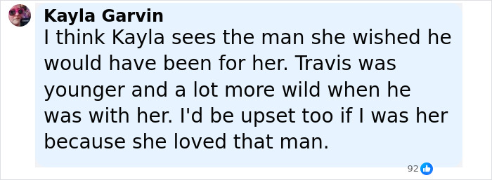 Comment by Kayla Garvin reflecting on Travis Kelce&rsquo;s past relationship and emotions after his proposal to Taylor Swift.