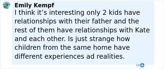 Comment by Emily Kempf discussing family relationships among Kate and Jon Gosselin&rsquo;s children and their different realities.